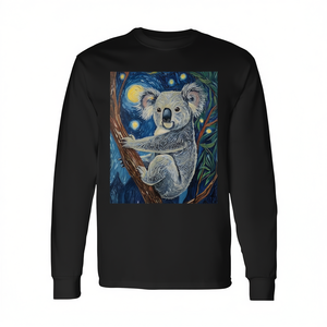 Simpatico orso koala sulla maglietta promozionale grafica a maniche lunghe della Notte stellata di Van Gogh - Product Image 2