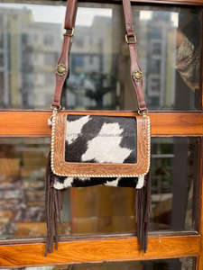 Nuevo pelo occidental hecho a mano Real en piel oculta, bolsos de cuero con flecos marrones, bolsos cruzados informales de tamaño Ideal para mujer con estilo - Product Image 2