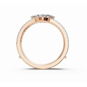 Stunning Pear Radiant <b>Petals</b> Dual-Band Lab Grown Diamond Ring 0.846 Ct 9 KT 14 KT 18 KT Gold Fine Jewelry Wholesale OEM Export - Product Image 4