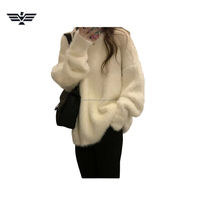 Suéter Casual Extra Grande de Felpa para Mujer, Marca EMPIRE TREND WEARS, Acrílico/Poliéster, Cuello Redondo con Volantes