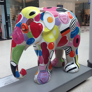 Scultura in resina di elefante colorato per giardino all'aperto Modello di angelo 3D a grandezza naturale dell'artista contemporaneo per la <span class=keywords><strong>Pop</strong></span> <span class=keywords><strong>Art</strong></span> elefante - Product Image 1