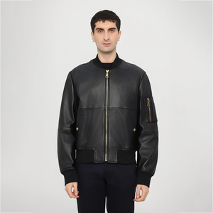 Chaqueta de bombardero informal de manga larga de invierno a prueba de viento con logotipo personalizado para hombre, chaqueta de lona con cuello levantado, transpirable, impresión personalizada - Product Image 1