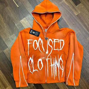 Étiquette personnalisée bonne vente 100% coton fermeture éclair à capuche coton mélangé surdimensionné fermeture éclair hommes recadrée Boxy à capuche impression personnalisée - Product Image 1