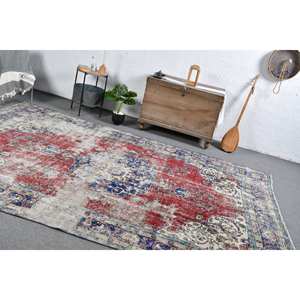 Alfombra de algas marinas de lana Azul Rojo Vintage 7,5x11 pies área grande patrón de pasillo rectangular turco abstracto para habitación de adolescentes alfombra de látex - Product Image 5