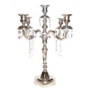 Candélabres perlés en cristal Candélabres de table de mariage en aluminium nickelé Candélabres faits à la main pour la décoration d'éclairage de Noël - Product Image 1