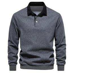 Tissu en toile 100% de meilleure qualité pour hommes motif solide pour polo à manches longues - Product Image 2