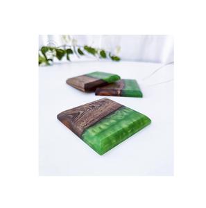 Posavasos de resina y madera para el hogar, oficina o Navidad, inauguración de la casa para uso en la mesa, soporte para tazas y bebidas - Product Image 3