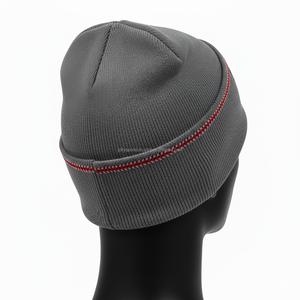 Gorro de punto acrílico de primera calidad para mujer, gorro de tela acanalada cálida de 280 GSM, gorro de Jacquard con logotipo bordado personalizado de Color gris - Product Image 5
