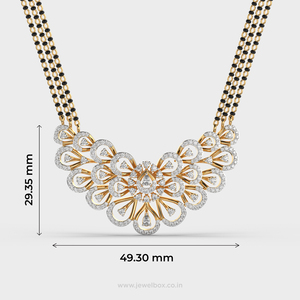 Collar de Lujo con Triple Cadena de Oro Sólido de 14K y Diamantes Florales, Mangalsutra para Mujer, Joyería Fina Elegante, Exportación al por Mayor - Product Image 5