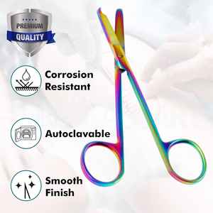 Tijeras de punto de sutura 4,5 pulgadas rectas para procedimientos médicos precisos para eliminación de suturas, primeros auxilios, color arcoíris de Vaslcare - Product Image 5