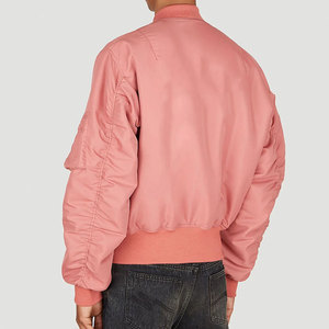 Blouson aviateur zippé de luxe pour homme, tissu de haute qualité, couleur unie violet, vêtement d'extérieur d'hiver avec col montant, blouson aviateur pour homme OEM - Product Image 4