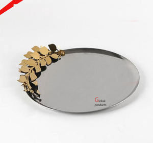 Plateau de portion en métal fini argenté de forme carrée classique avec conception de feuille pour l'hôtel à la maison - Product Image 3