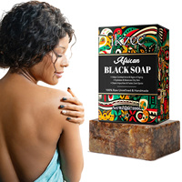 Savon noir africain IKZEE, savon artisanal naturel à base de karité, pour l'acné, les taches brunes, soin nourrissant du visage et du corps, 100g