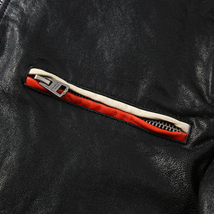 Veste bomber en cuir véritable noir pour moto, vente chaude OEM, sur mesure, poches zippées, veste en cuir pur de luxe, veste de moto pour homme - Product Image 4