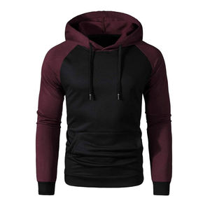 Custom Men Two Tone Hoodie Black Maroon Pullover Sweatshirt Casual Streetwear Hooded <b>Top</b> Fashion OEM ODM Factory Supplier - Product Image 2