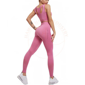 Vêtements de sport en spandex personnalisés de haute qualité, vêtements de sport sans couture, leggings de course pour femmes, ensemble de yoga, imprimé élastique mi-long, séchage rapide - Product Image 1
