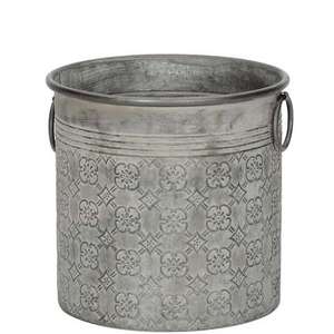 Jardinières galvanisées de style seau au design gaufré avec logo personnalisé pour jardin, maison, décoration intérieure, jardinière avec poignée - Product Image 1