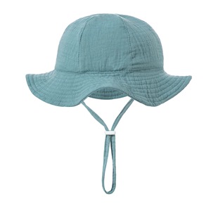 Unisexe bébé couleur unie respirant imprimé voyage protection solaire extérieur séchage rapide plage infantile bambin 100% coton Seau Chapeaux - Product Image 3