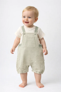 Ensemble salopette vert menthe pour bébé garçon 3-12 mois, t-shirt en coton et barboteuse en coton extensible, vêtements pour bébé en gros - Product Image 2