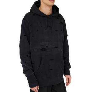 Sudaderas con capucha desgastadas para hombre hechas en Pakistán, ropa informal de invierno de nuevo diseño con patrón sólido y cuello con capucha - Product Image 3