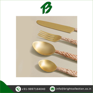 Flatware Dinner <b>Set</b> Superior Quality Gold Polished Rattan Handle Cutlery <b>Set</b> Available for Bulk Buyers - Product Image 2