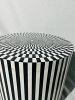 Taburete de mesa de centro con incrustaciones de resina de madera con diseño de incrustaciones de hueso de alta calidad, raya blanca y negra, precio barato, mesa de cama lateral, muebles para el hogar