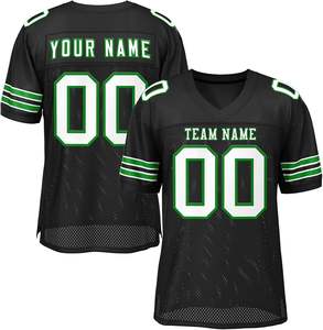 Maillots de football américain OEM personnalisés tissu de maille de polyester à séchage rapide avec impression de numéros de nom de logo d'équipe de rayures de manche - Product Image 6