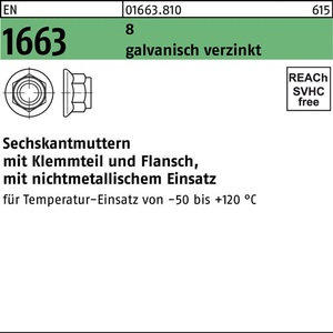 น็อตหกเหลี่ยม EN 1663 หน้าแปลน M16 8 ชุบสังกะสีด้วยไฟฟ้า 100 ชิ้น - Product Image 1