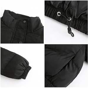 Vente en gros manteau d'hiver court matelassé de haute qualité pour femmes col montant veste zippée vêtements d'extérieur en tissu de toile durable - Product Image 2