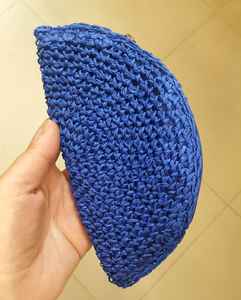 Coloré Vintage Crochet éventail en forme de sac à main à la main sac de plage été raphia pochette personnalisé femmes sac de paille sacs à main - Product Image 6