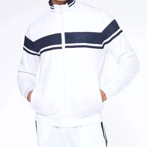 Ensemble de survêtement pour homme, col carré, uni, respirant, 100% coton, fermeture éclair, col montant, tenue de sport, jogging, fitness - Product Image 2