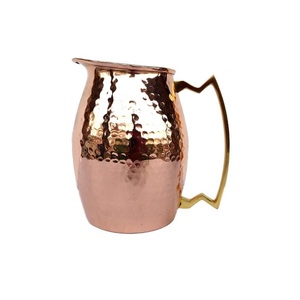 Pure <b>Copper</b> <b>Jug</b> With Lid & <b>Copper</b> Glass Set for Serving Water Home Kitchen Use - Product Image 5