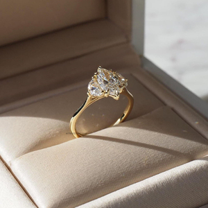 2.33 Ct Marquise Center with Half <b>Moon</b> Side Stones Moissanite <b>Ring</b> in 925 Sterling Silver Elegant Three Stone Engagement <b>Ring</b> - Product Image 5