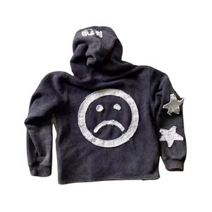 เสื้อพูลโอเวอร์สไตล์วินเทจทรงโอเวอร์ไซส์ ผ้าฝ้าย 100% น้ำหนักเบา เหมาะสำหรับฤดูใบไม้ร่วง ลวดลายพิมพ์แบบดิสเทรส ลายนูน ล้างสีแบบแอซิดวอช สไตล์สตรีทแวร์ - Product Image 2