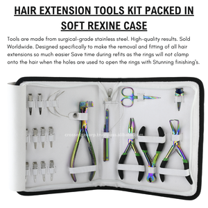Vente en gros de kit d'outils d'extension de cheveux pour salon pince à sertir pour trame de cheveux coupe fil ciseaux de coupe-colle à la kératine - Product Image 5