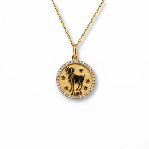 Pendentif en argent massif 925 et alliage doré avec pendentif rond tendance pour homme et femme et avec diamants incrustés - Product Image 4