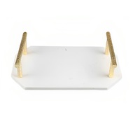 Plateau en marbre de qualité supérieure avec poignée en métal, polyvalent pour la table, la cuisine, plateau de service décoratif, planche à découper, passe au lave-vaisselle