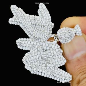 925 plata esterlina Iced Out VVS Moissanite colgante personalizado, Iced Out VVS Moissanite colgante Unisex VVS Moissanite letra colgante - Product Image 5