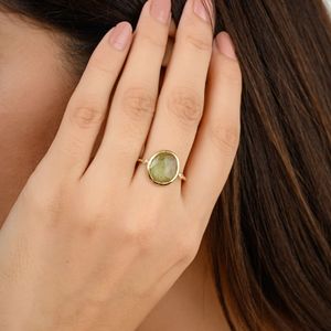 Bague élégante de tous les jours en or jaune 18 carats faite à la main avec tourmaline naturelle et diamant pour les fêtes de mariage - Product Image 4