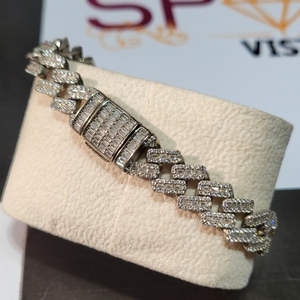 Bracelet cubain glacé de luxe pour hommes, argent sterling 925, plaqué argent, diamant, chaîne hip-hop, cadeau, fête - Product Image 1