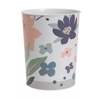 Poubelle en métal à imprimé floral abstrait, corbeille à déchets décorative à ouverture supérieure pour salle de bain, cuisine, bureau à domicile, vente en gros