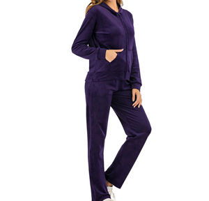 Offre Spéciale personnalisé femmes velours survêtement ensembles courts fermeture éclair à capuche quantité minimale de commande bas Logo personnalisé velours survêtement ensembles courts pour les femmes - Product Image 4