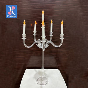 <span class=keywords><strong>Promise</strong></span> Wedding Props Acrílico Seis candelabros Salón de bodas Ajuste de mesa Portavelas retro europeo - Product Image 1