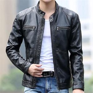Best Quality Men's Cow Hide <b>Genuine</b> Leather Jacket with Stand Collar and Front Logo for Fall Winter High Condition New - Product Image 1