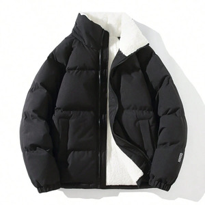 Chaquetas de Plumón de Invierno para Hombre, Acolchadas, Holgadas, Ligeras, Cálidas, con Logotipo Personalizado, de Poliéster Negro - Product Image 1