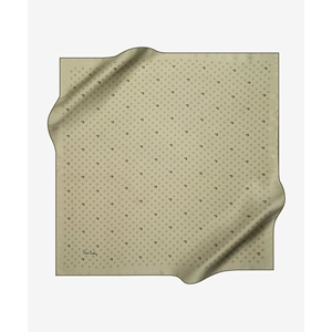 Khaki Viscose <b>Silk</b> <b>Square</b> Patterned Summer <b>Scarf</b> - Product Image 2
