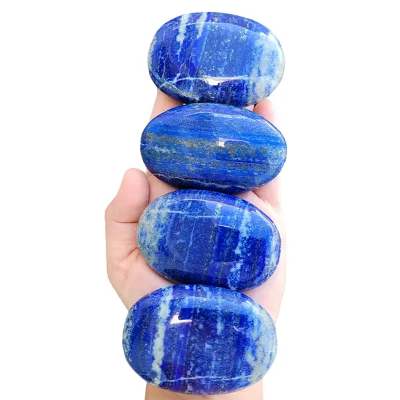 Semi Precious Natural Reiki 7 Chakra Lapis Lazuli Palm Stone Crystal Gifts Massager Worry Stone Healing Meditation Orgone Decor