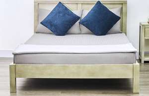 Cama de madera maciza de pino gris moderna de alta calidad, la mejor plataforma de cáscara de tamaño completo, muebles de dormitorio - Product Image 4