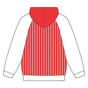 KAP Red Pullover <b>Hoodie</b> White Raglan Sleeves Pinstripes Cotton Blend Greek Fraternity Apparel Divine Nine HBCU Greek Merch - Product Image 3
