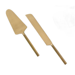 Bright Collection มีดและที่เสิร์ฟเค้กโลหะสีทองเกรดสูง (ชุด2ชิ้น) สำหรับงานเลี้ยงหมั้น - Product Image 4